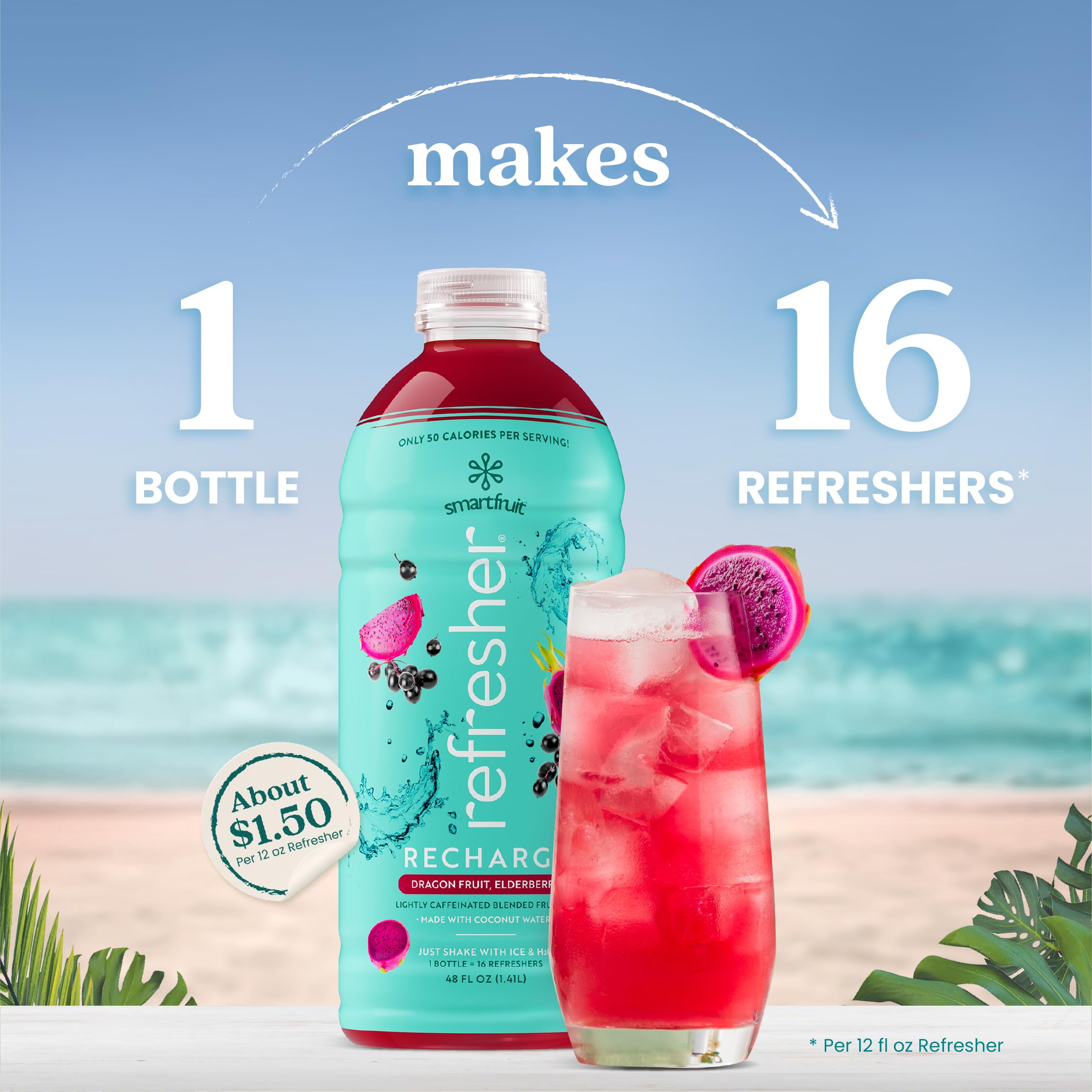 Smartfruit pouring concentrate into glass, vibrant color and quick mix benefit