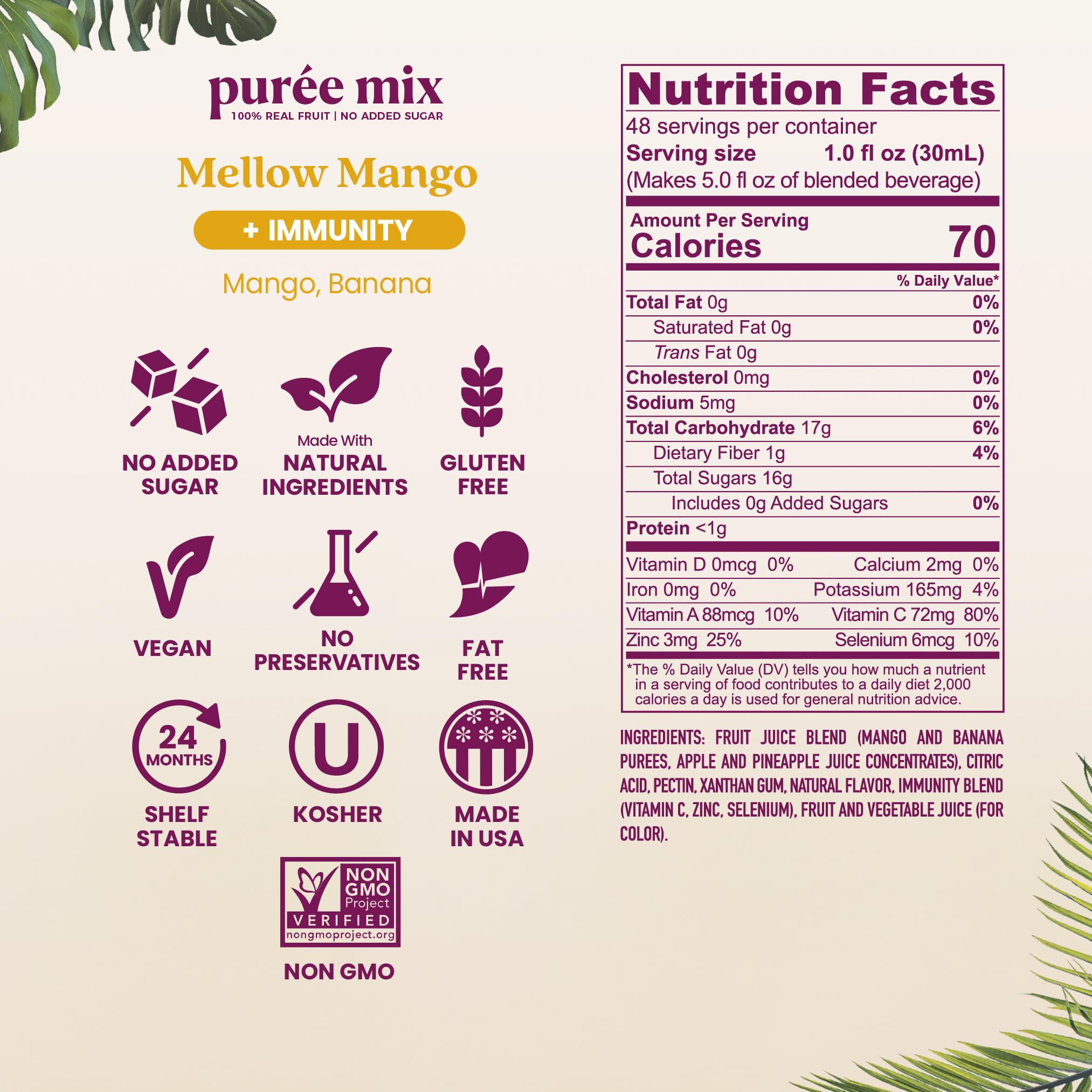 Smartfruit nutrition label close-up highlighting vitamins, selenium and zinc