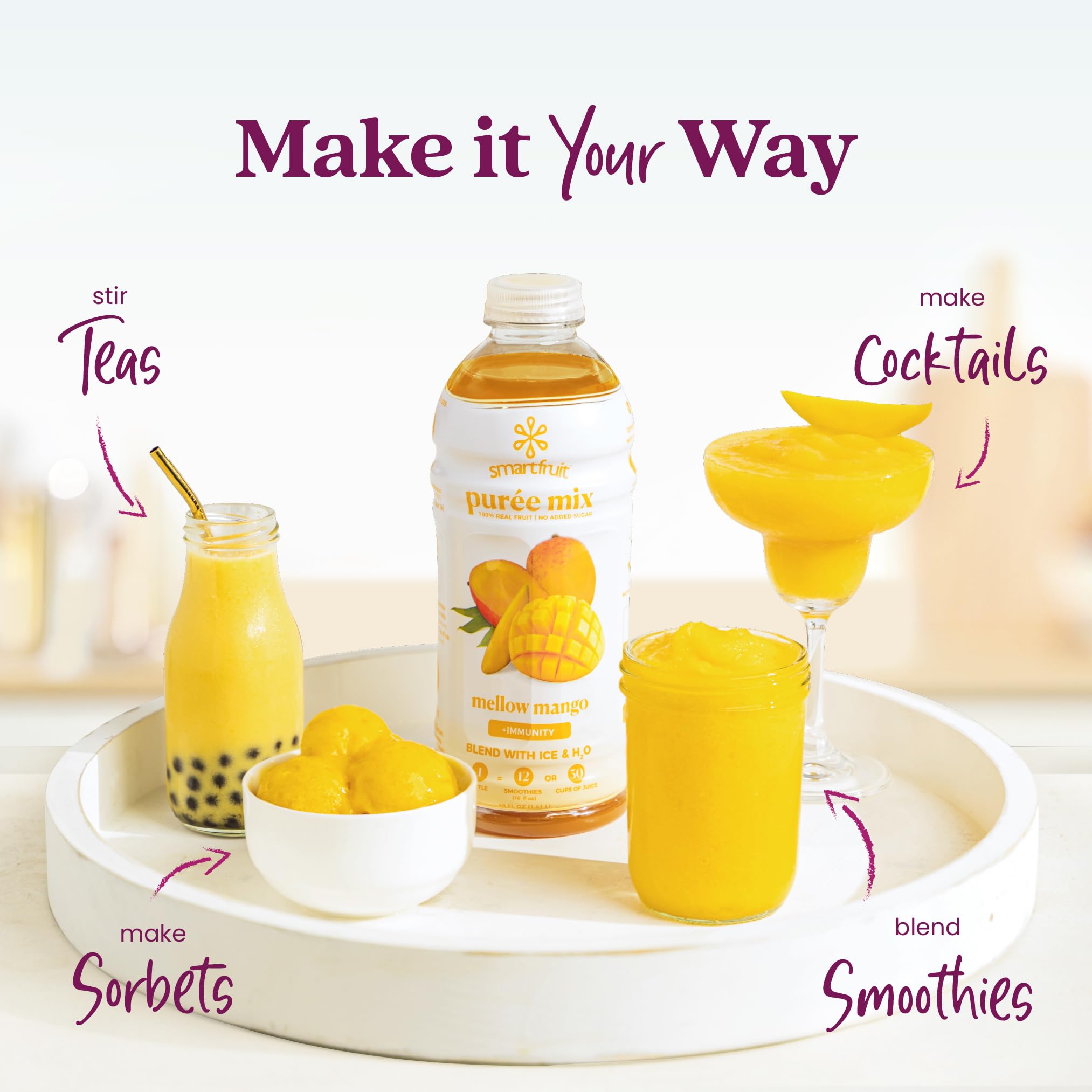 Smartfruit purée drizzled over parfait adding real fruit flavor and color