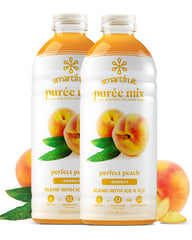 Smartfruit bottle front packaging showing peach purée and benefits