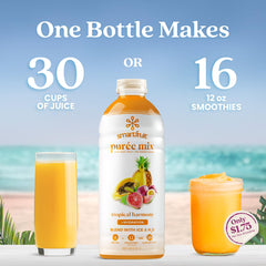 Smartfruit pouring purée to show smooth texture for easy blending benefit