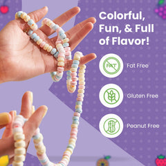 Smarties close-up of colorful hard candy beads highlighting flavor variety