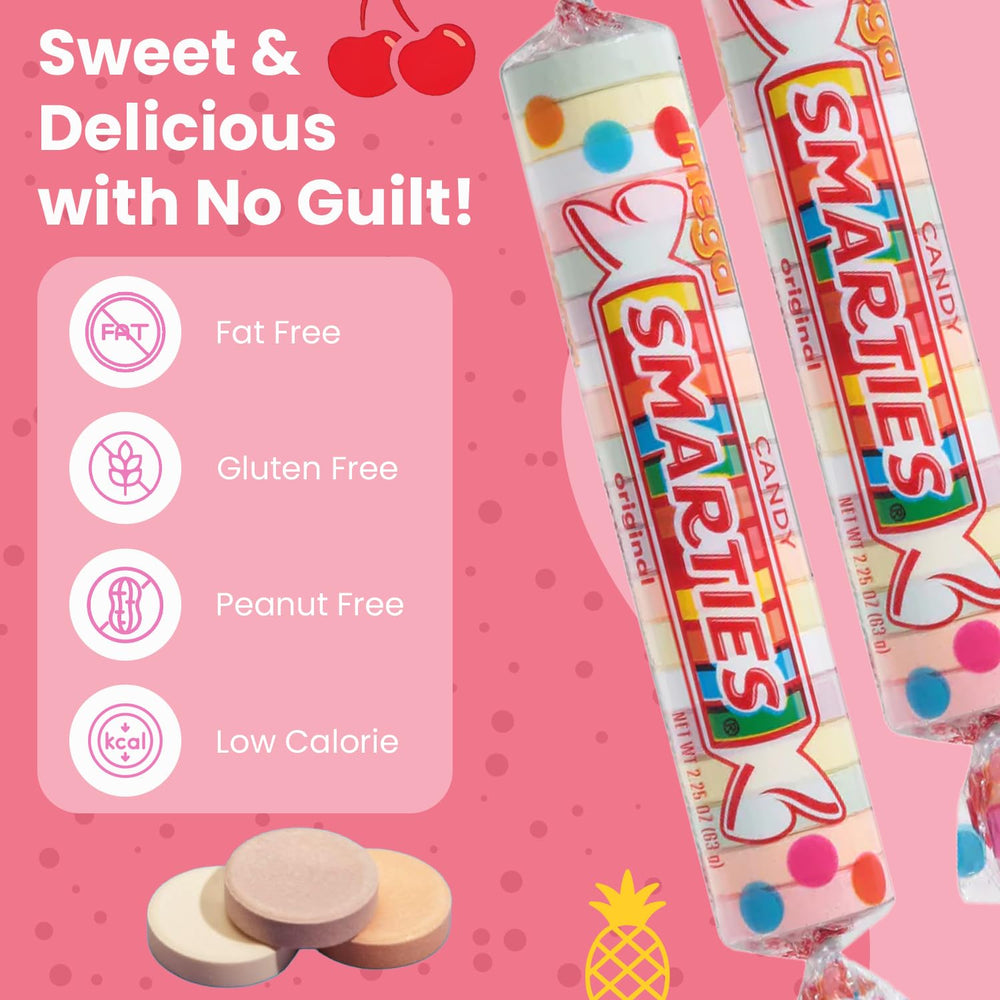 Smarties close-up of wafer roll texture and colors highlighting crunchy taste benefit
