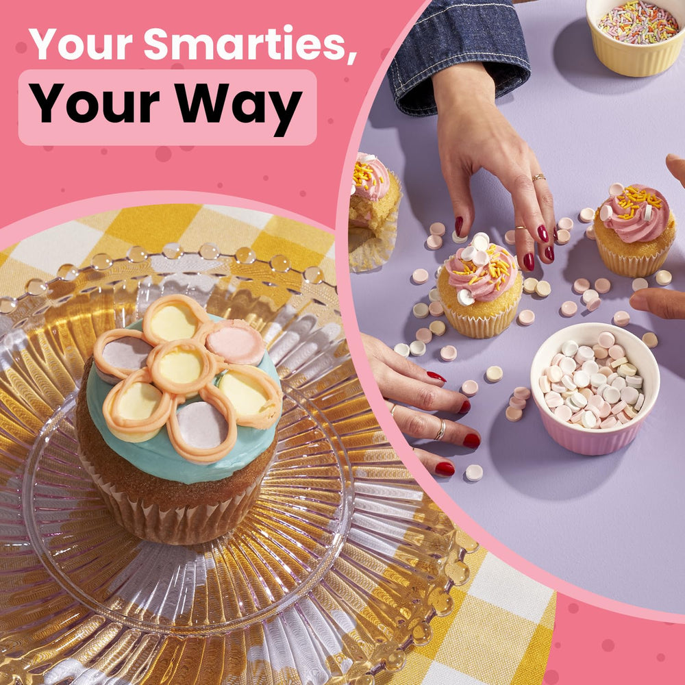 Smarties roll opened with visible discs demonstrating ease of use