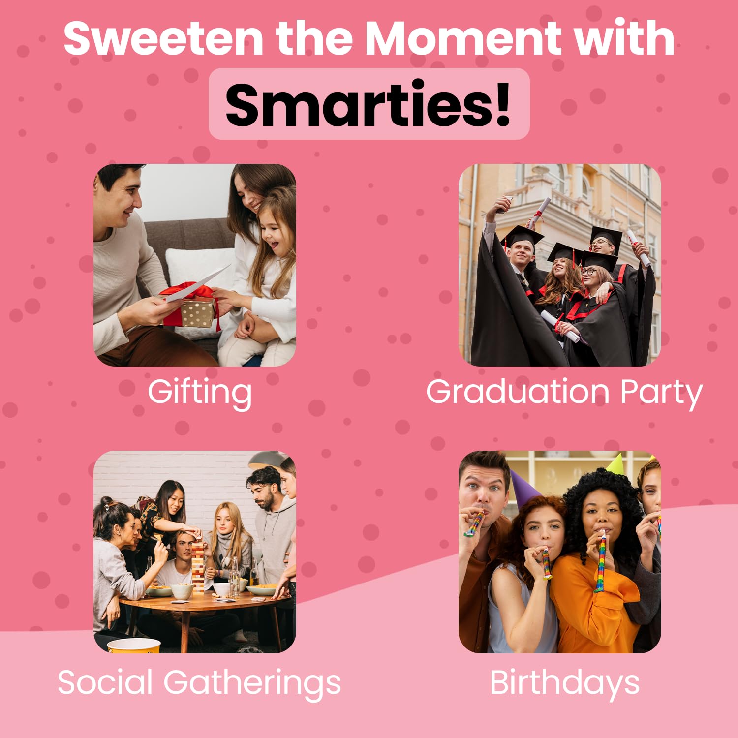 Smarties with a ruler showing scale and quantity for event planning