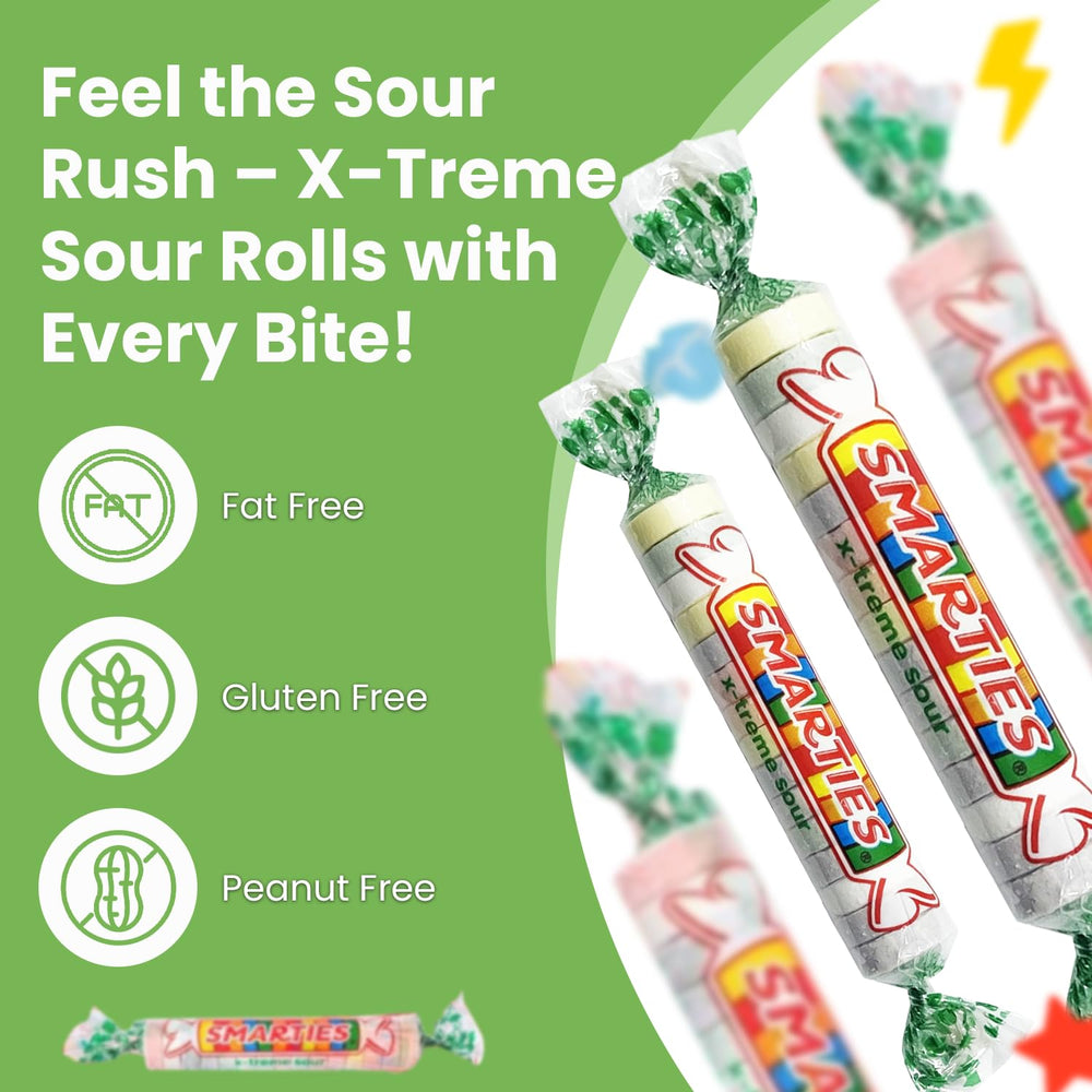 Smarties individually wrapped piece with brand visible and hygienic convenience benefit
