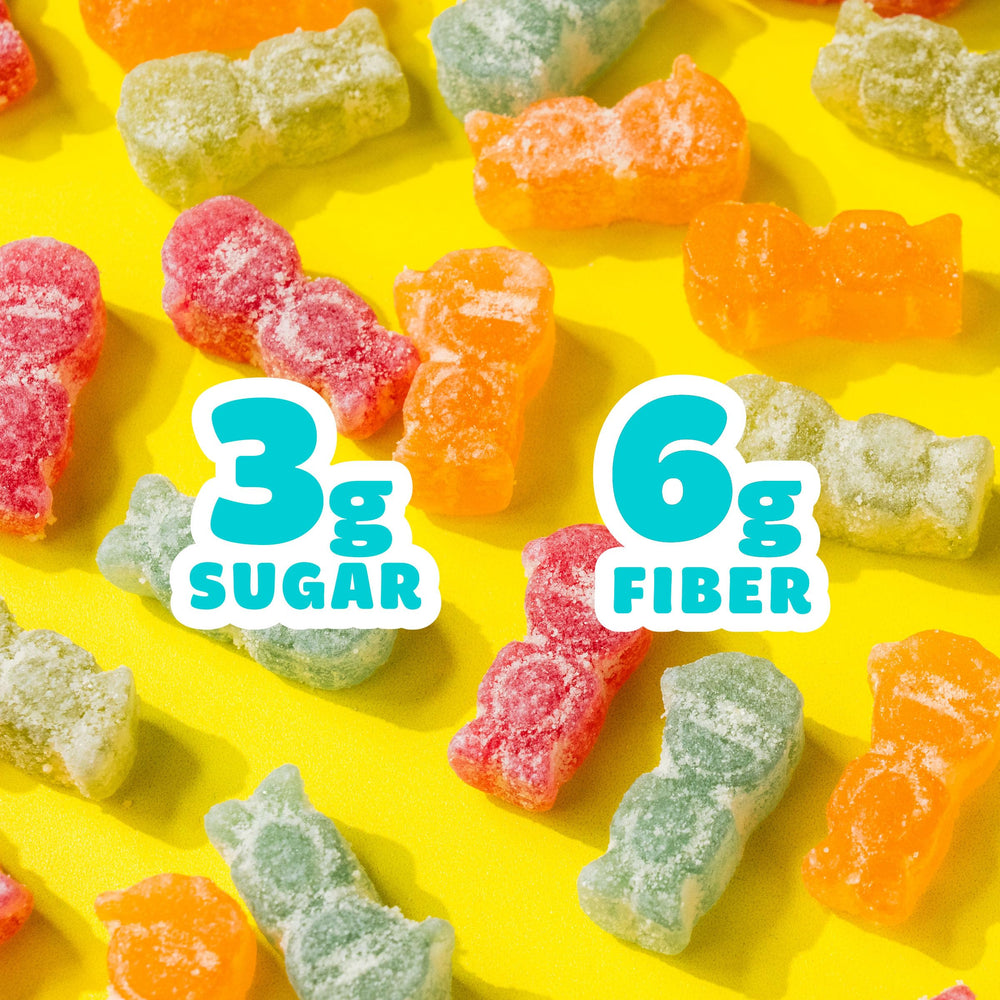 SmartSweets nutrition label close-up showing low sugar and calorie information