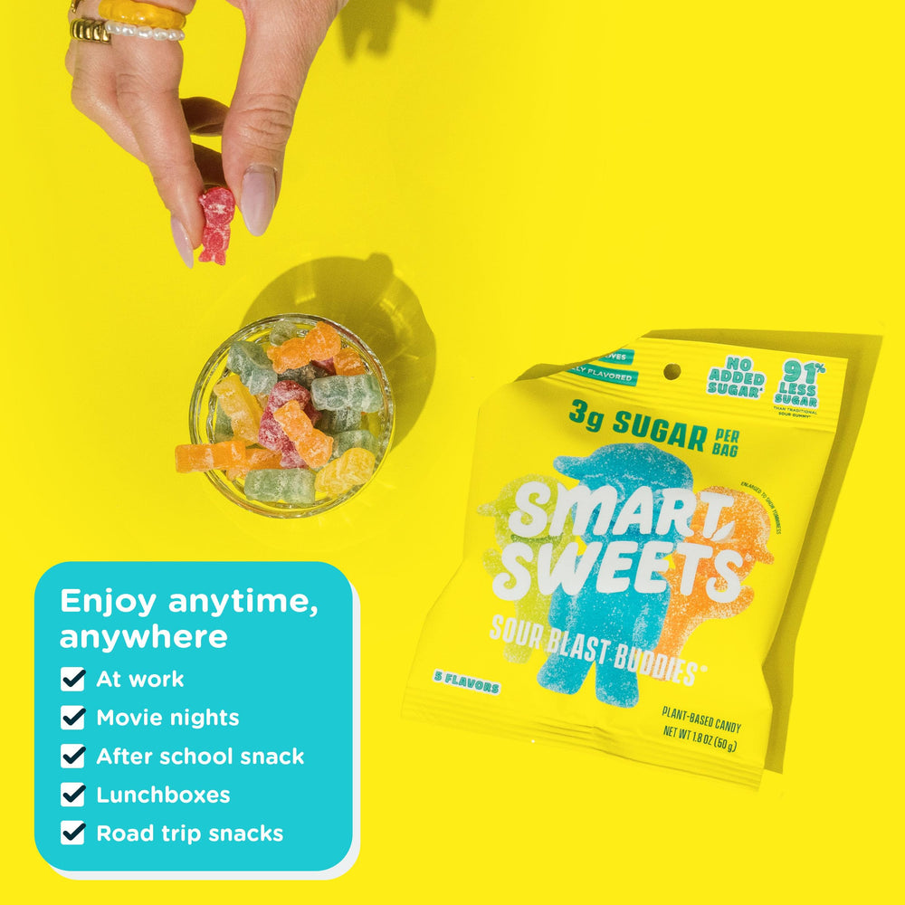 SmartSweets gummies in a party bowl showing shareable candies for gatherings