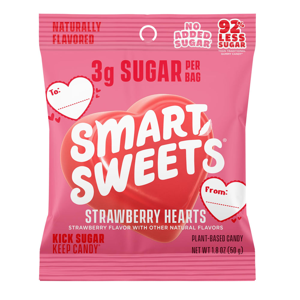 SmartSweets front packaging showing 50g bag and clear branding benefit portion control