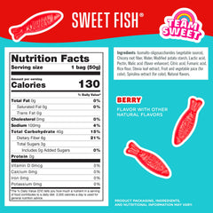 SmartSweets open bag with fish gummies ready to eat, portable snack benefit