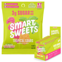 SmartSweets front packaging showing low sugar benefit and 1.8oz bag