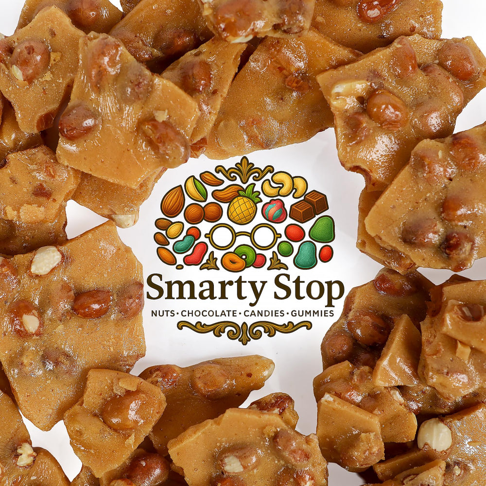 Smarty Stop brittle close-up showing crunchy texture and caramelized sheen
