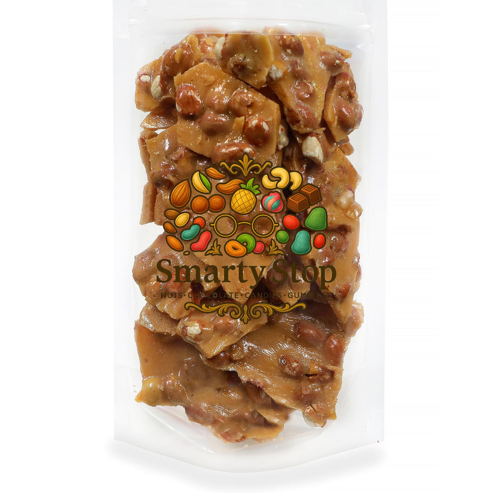 Smarty Stop peanut brittle piled in a candy dish for office or dorm sharing