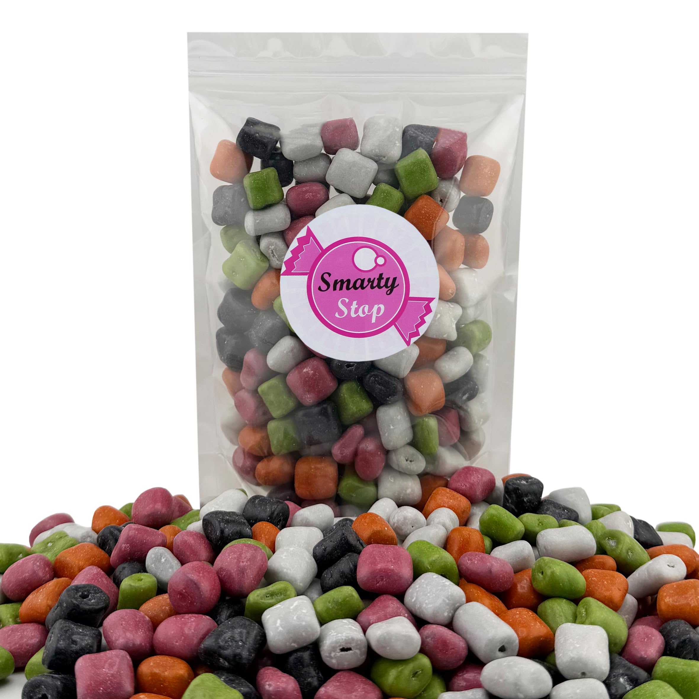 Smarty Stop close-up of candy shell and licorice texture for clarity