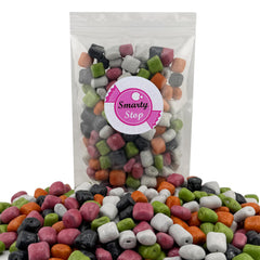 Smarty Stop close-up of candy shell and licorice texture for clarity
