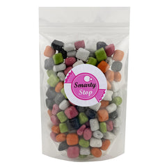 Smarty Stop cross-section revealing soft licorice center and shell contrast