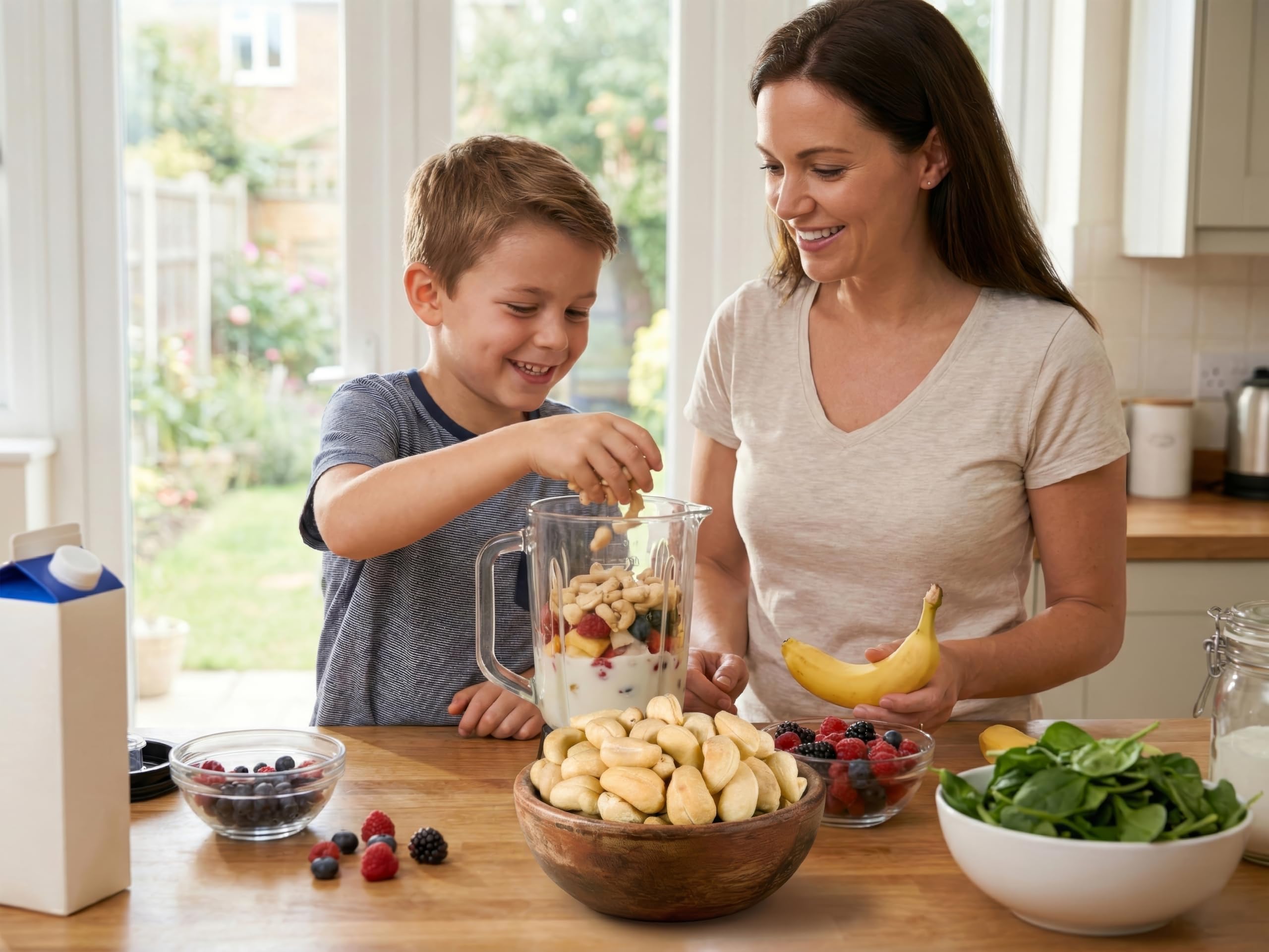 Smarty Stop cashews in kitchen scene used in recipes showcasing culinary versatility benefit