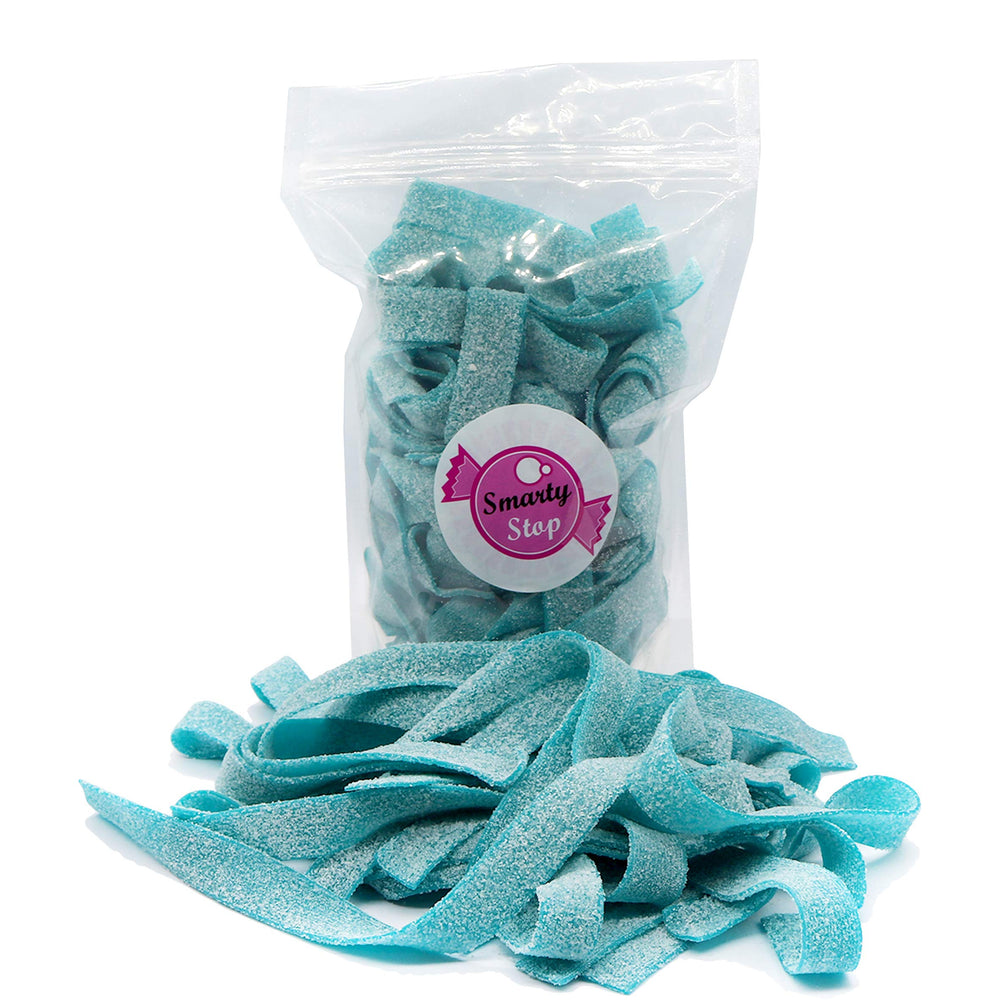 Smarty Stop close-up of sugar-coated texture highlighting chewy strips and bold tang