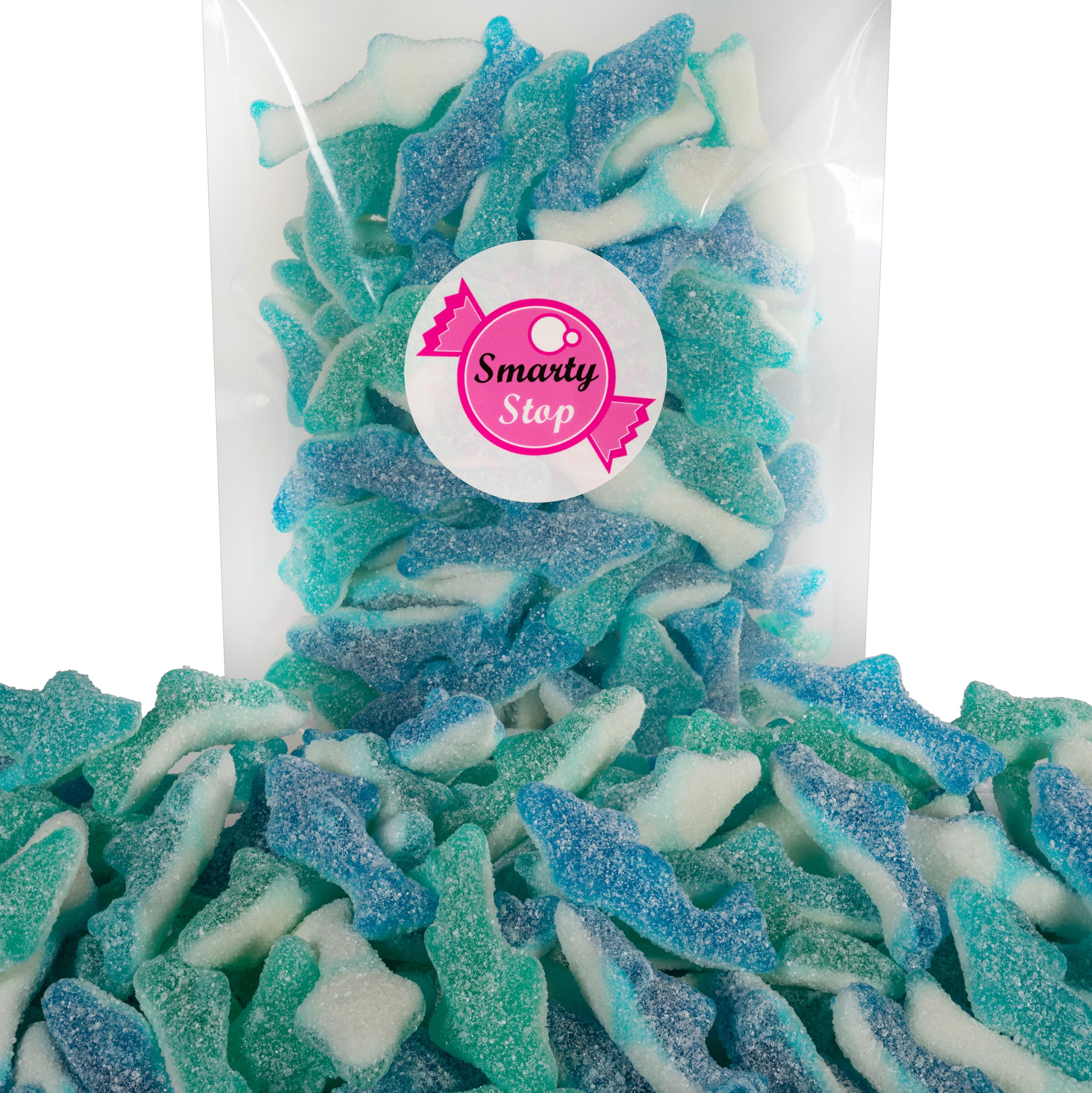 Smarty Stop close-up texture view of sour sugar coating highlighting candy crunch