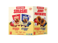Smash Foods front box showing 16 individually wrapped packs, convenient grab-and-go
