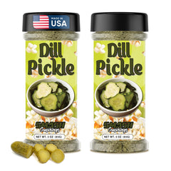Smash Seasonings front packaging showing two dill pickle shakers and benefits