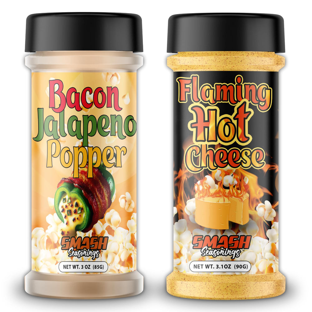 Smash Seasonings front packaging showing bold cheese and bacon flavor