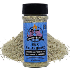 Smoke n Sanity front shaker showing packaging and easy-grip top for convenient seasoning