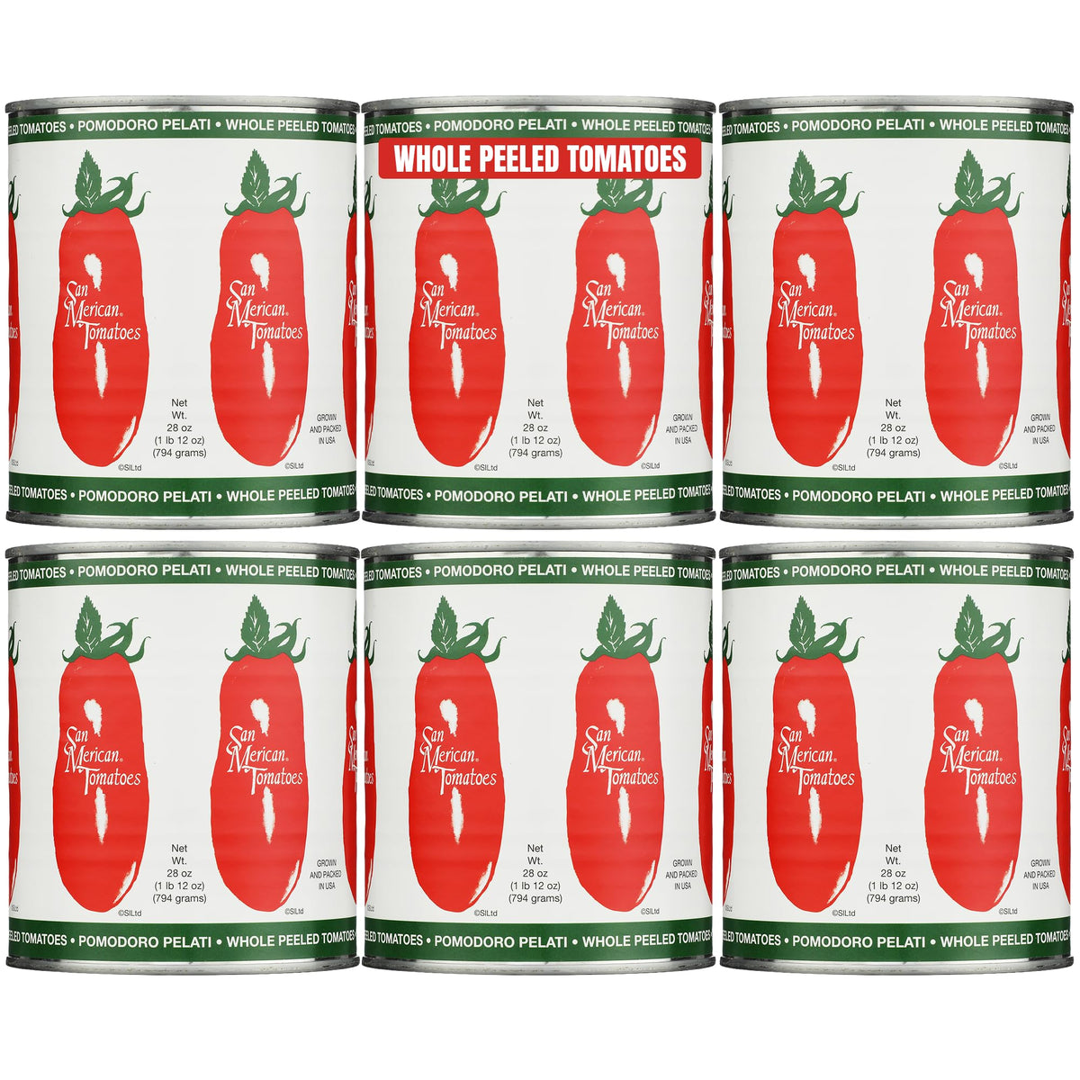SMT San Merican front packaging showing 28 oz can and label benefit of USA-grown tomatoes