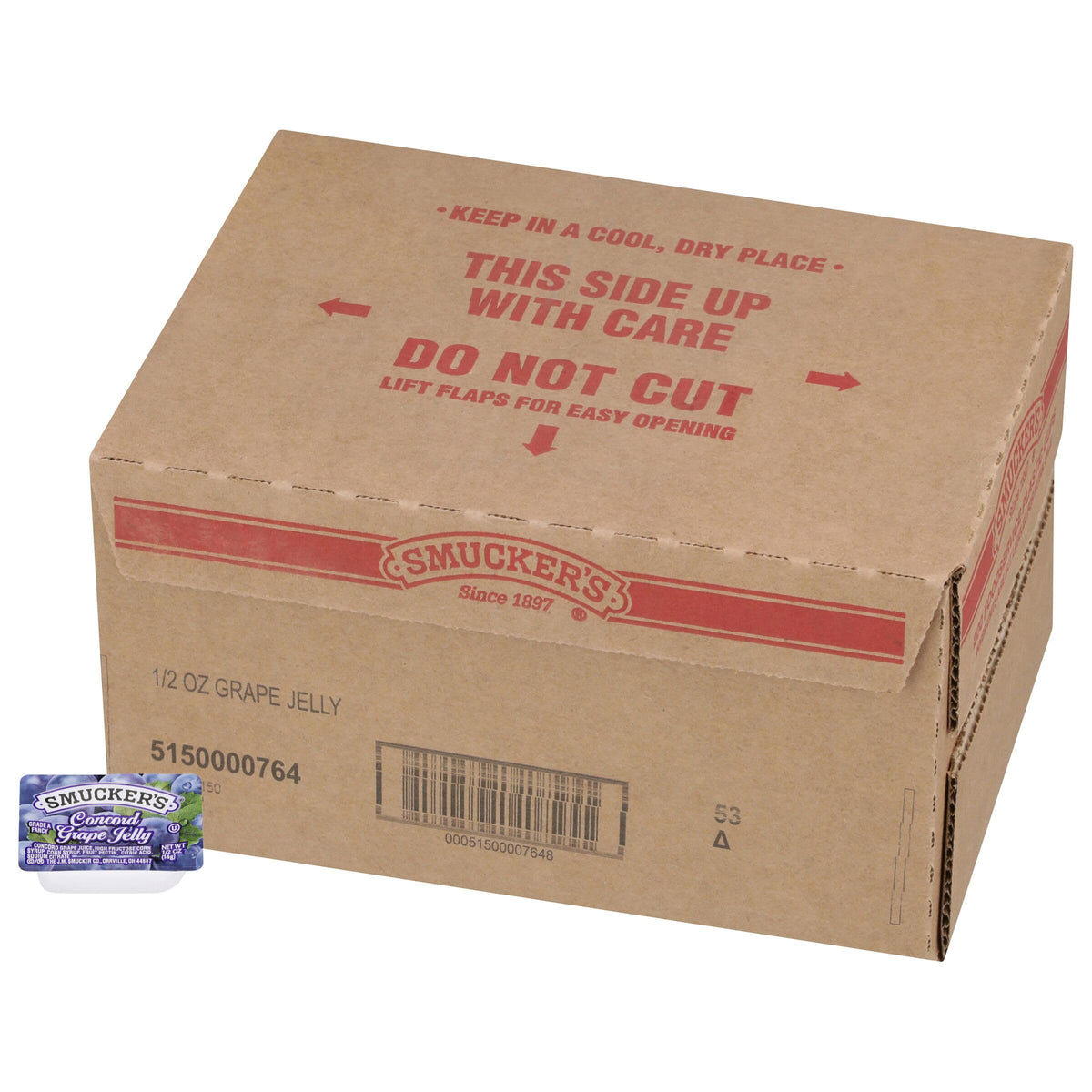 Smucker's cup front packaging showing brand and portioning convenience