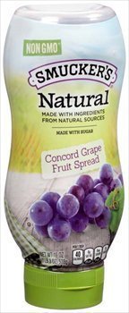 Smucker's front packaging showing 19 oz grape spread and easy-pour benefit