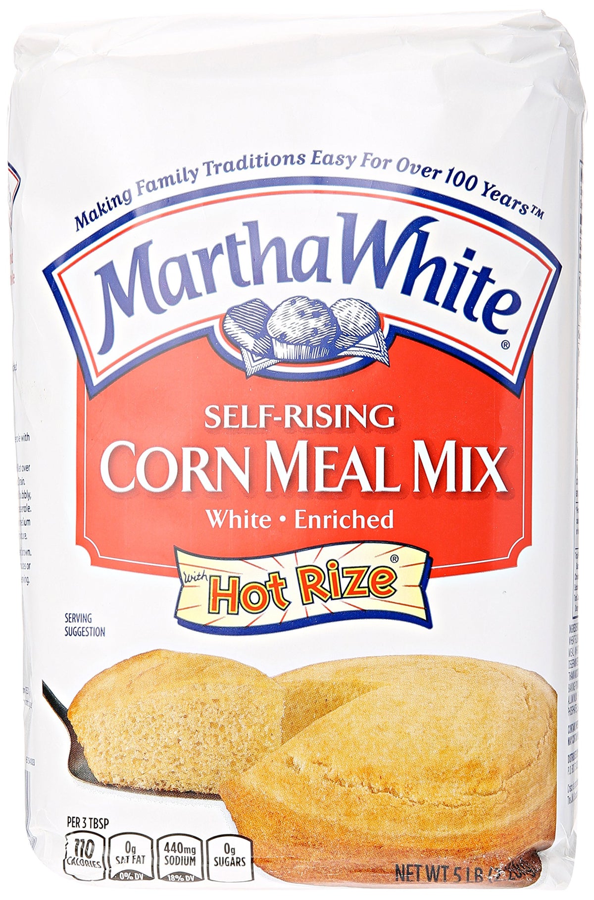 Smucker's Martha White front packaging showing 5 lb bag and clear label benefits