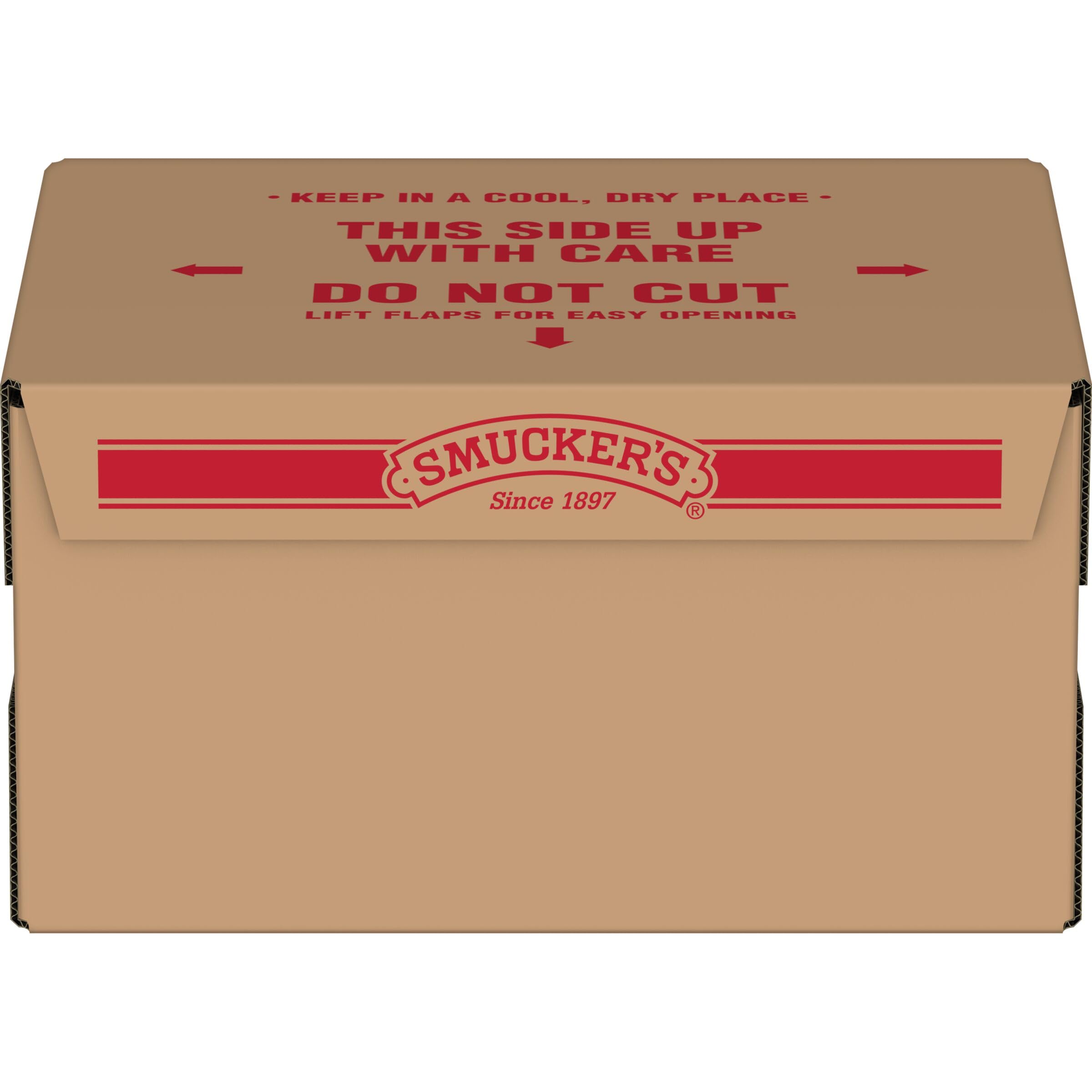 Smucker's front packaging portion cup showing branded seal and easy serving benefit