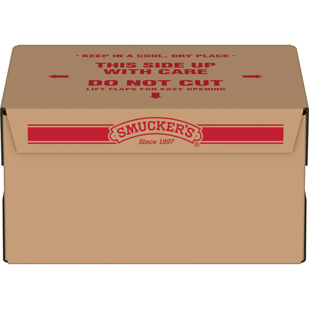 Smucker's front packaging portion cup showing branded seal and easy serving benefit
