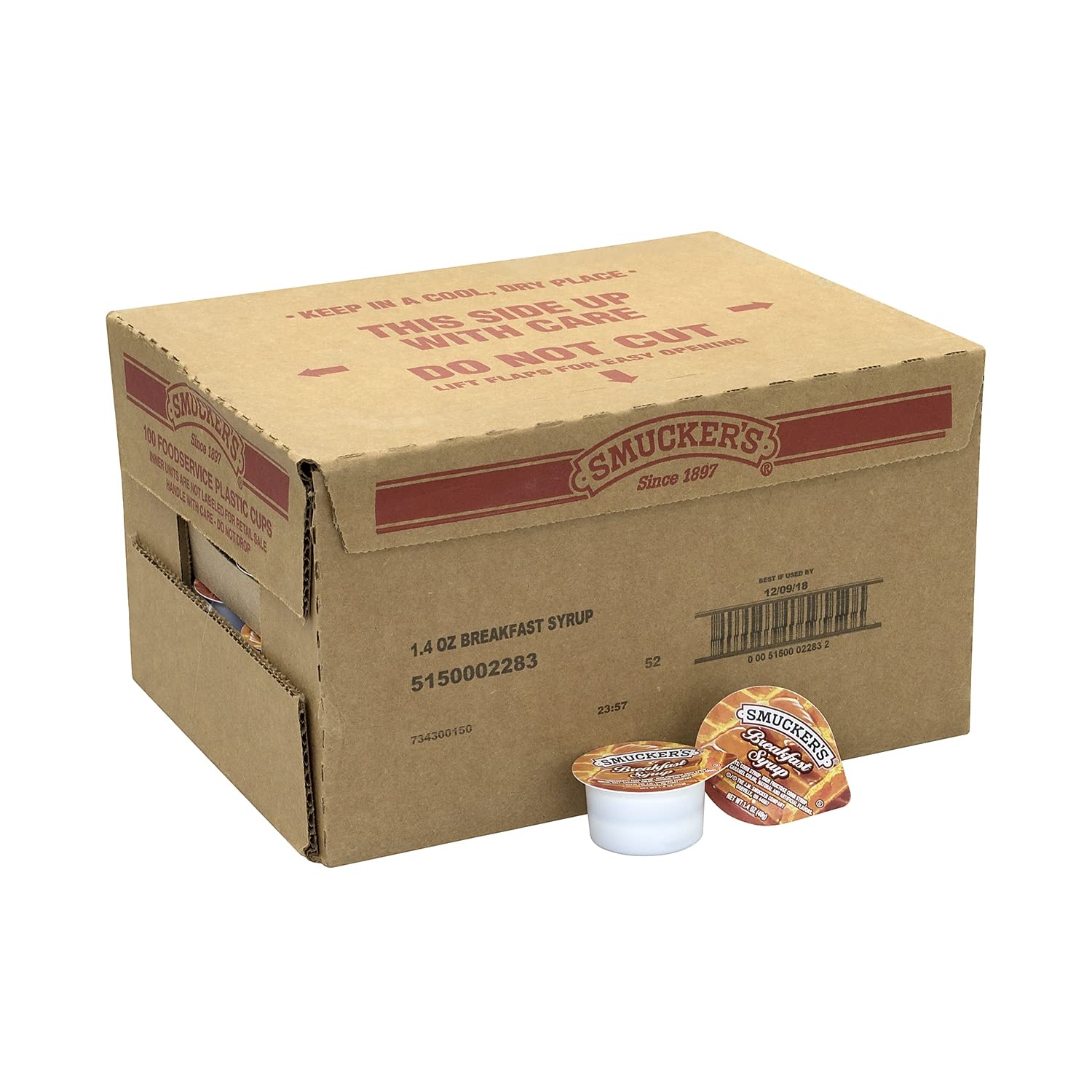 Smucker's front packaging showing 100-count case and brand for easy stocking