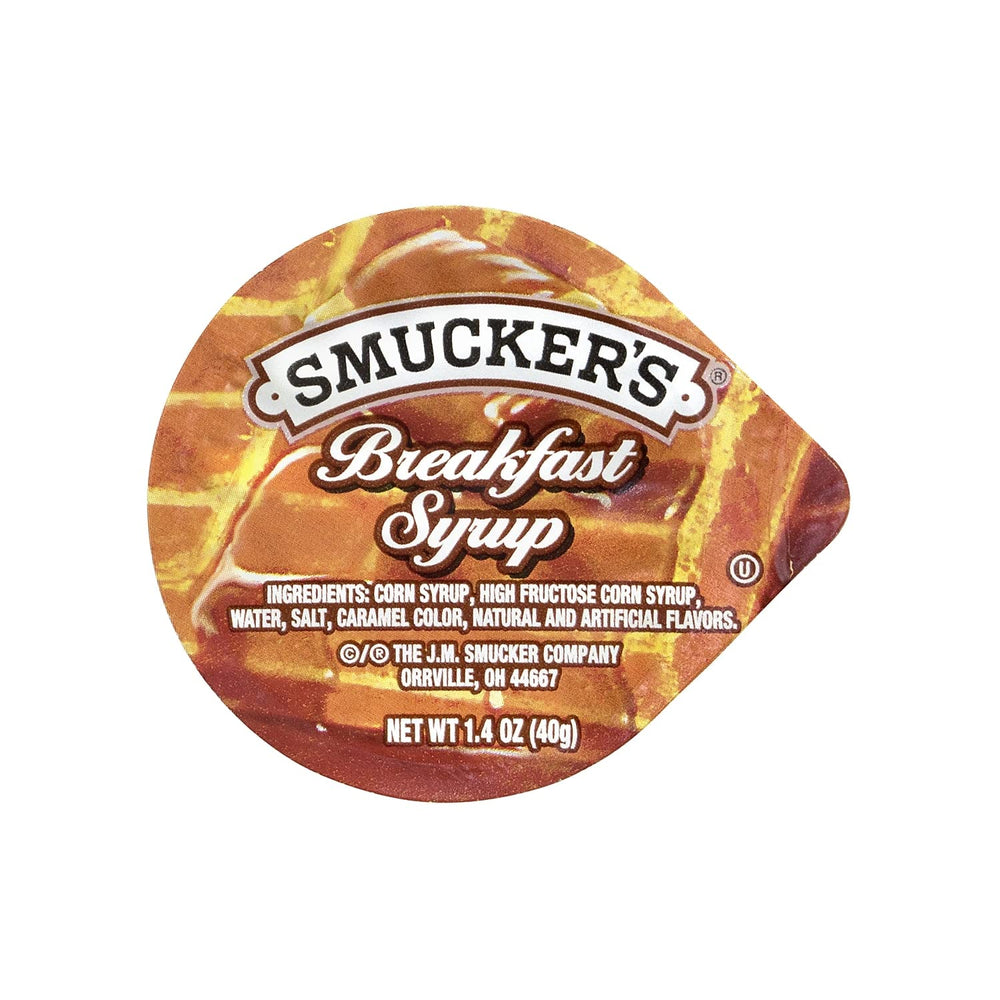 Smucker's tub next to silverware showing 1.4 oz scale for portion control