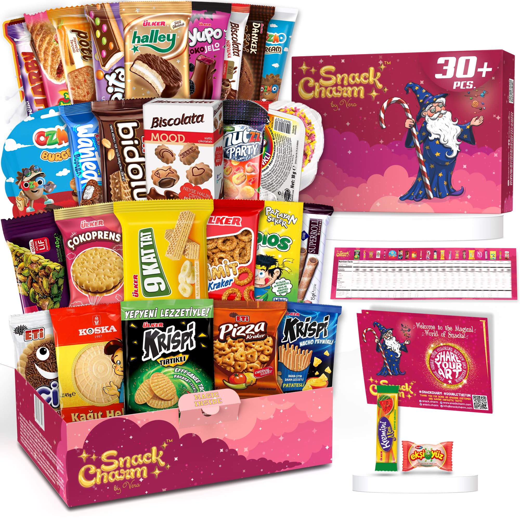 Snack Charm by Vera front packaging shown as gift-ready box with branding and ribbon