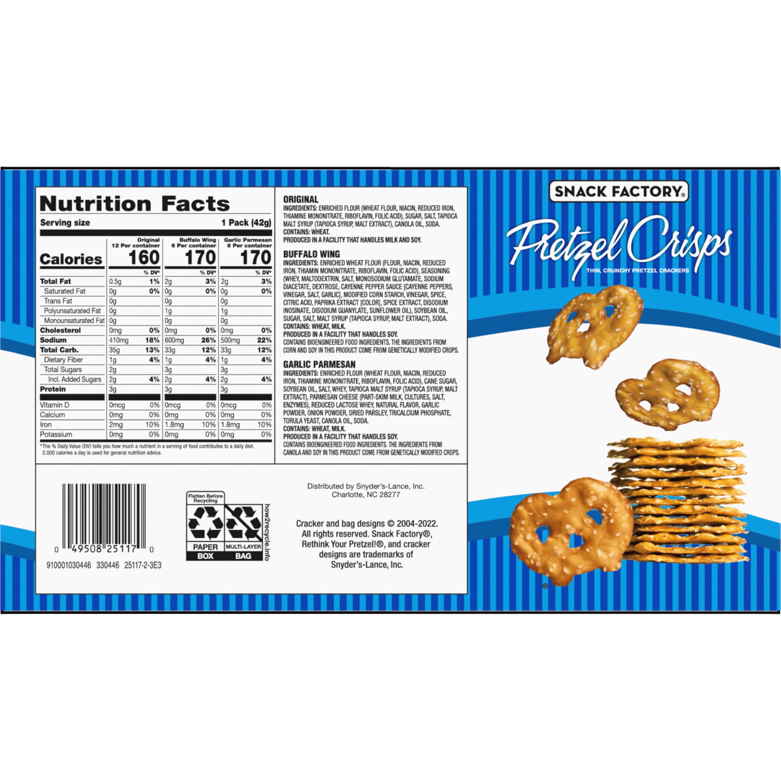 Snack Factory hand holding a single bag to show portion size and portability