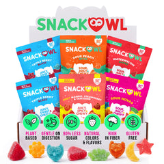 Snack Owl front packaging showing six single-serve bags and brand logo benefit portion control