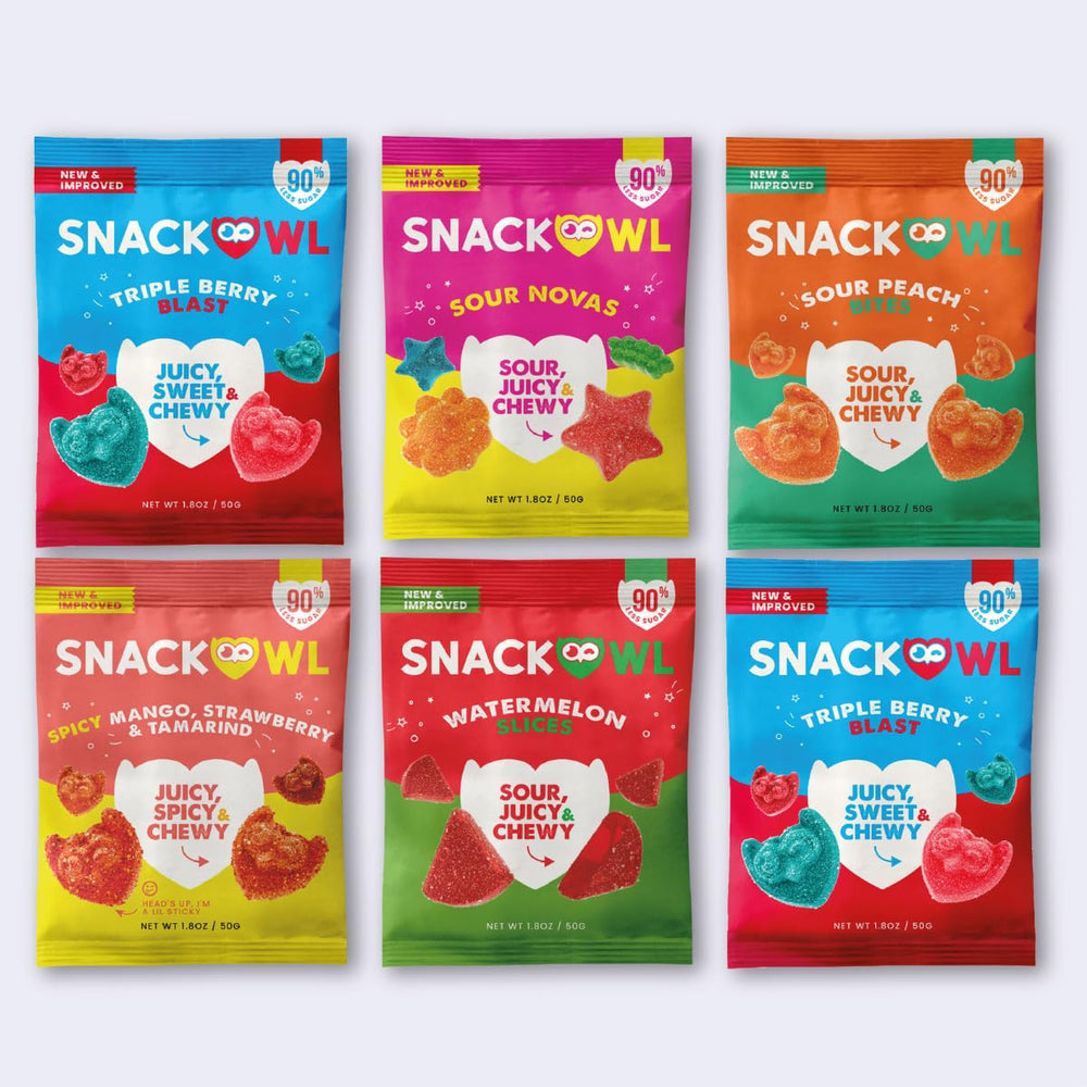 Snack Owl hand holding one bag illustrating single-serving convenience benefit