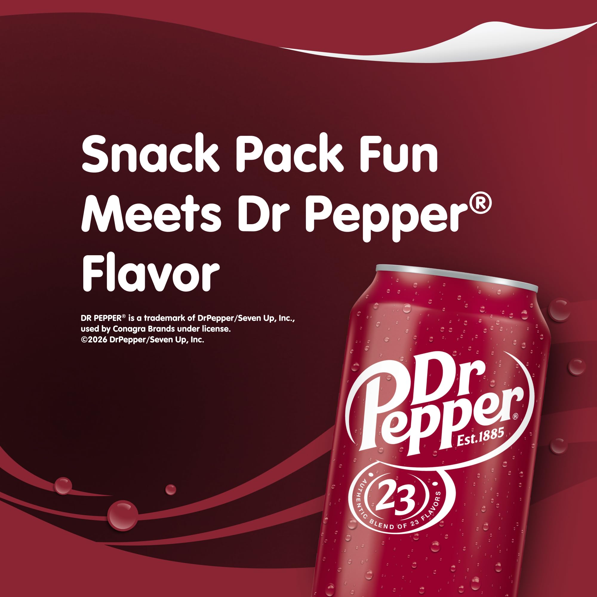 Open Snack Pack DR PEPPER single cup with spoon showing easy eating benefit