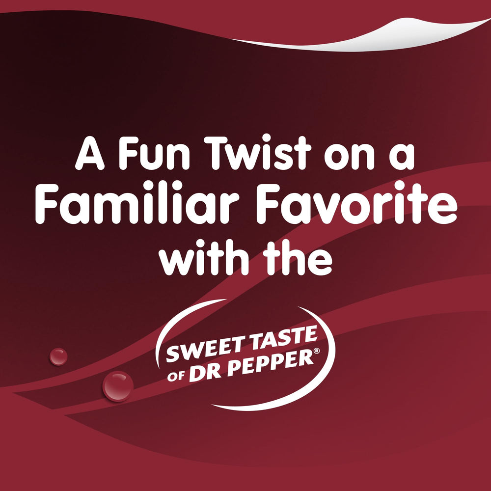 Close-up texture of DR PEPPER gel cup by Snack Pack highlighting jiggly texture benefit