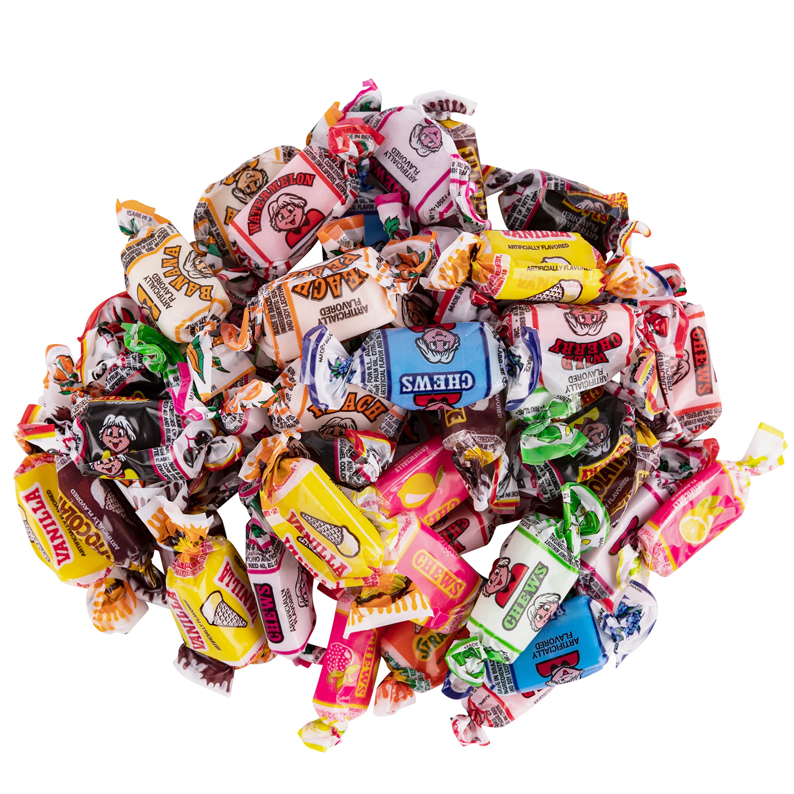 Snackadilly close-up texture of chews highlighting freshness and variety