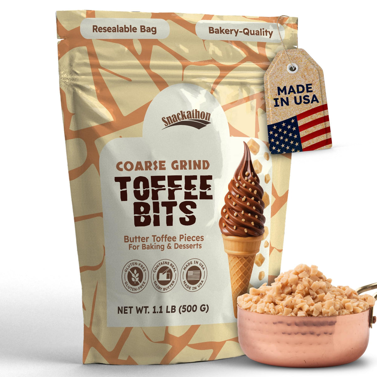 Snackathon front packaging showing resealable 1.1 lb pouch and bold branding for convenience