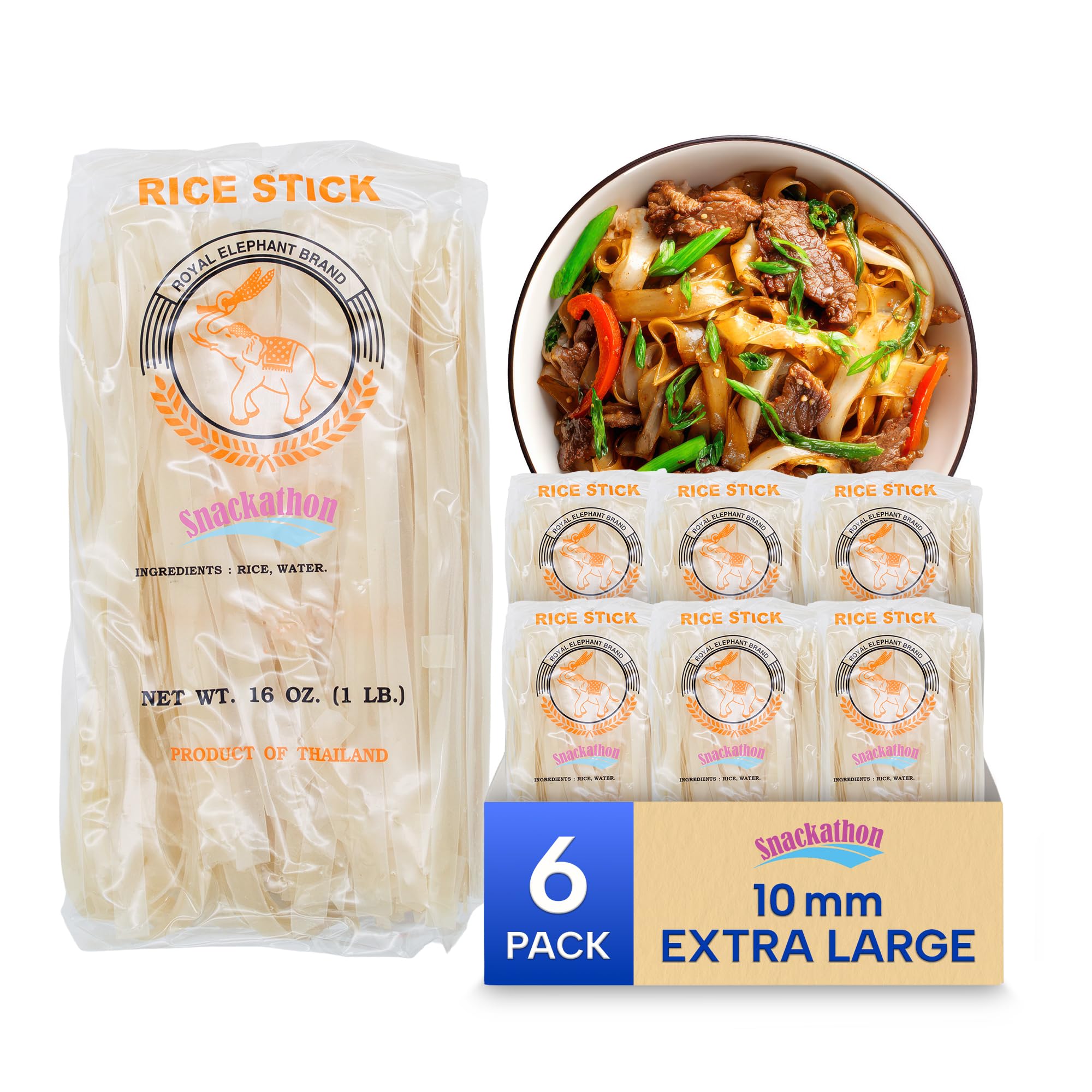 Snackathon front packaging showing bundle of six 16oz packs and product name benefits