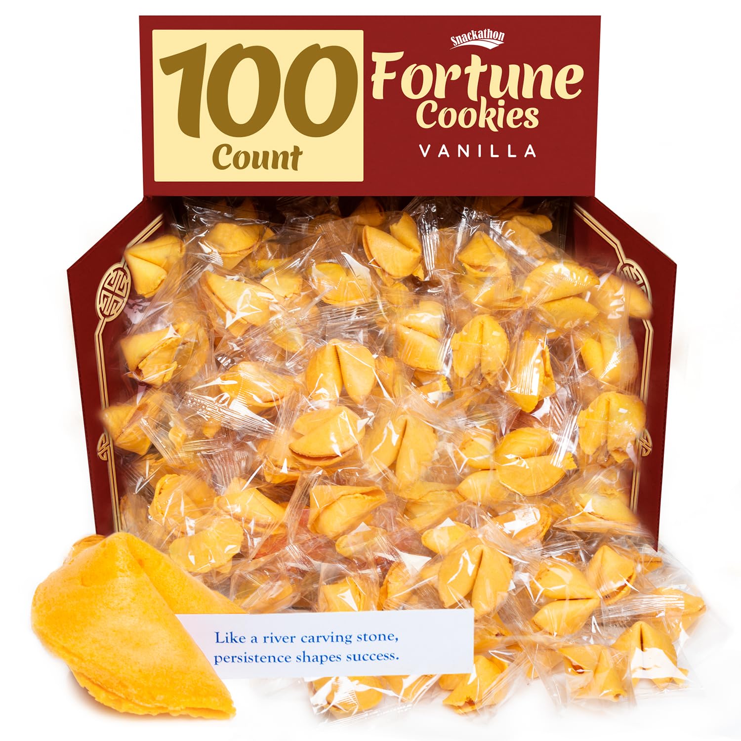 Snackathon front packaging showing 100-count bulk box and brand benefit fresh supply