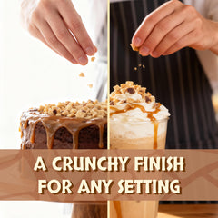 Snackathon toffee bits sprinkled over ice cream offering buttery crunch and sweet topping appeal