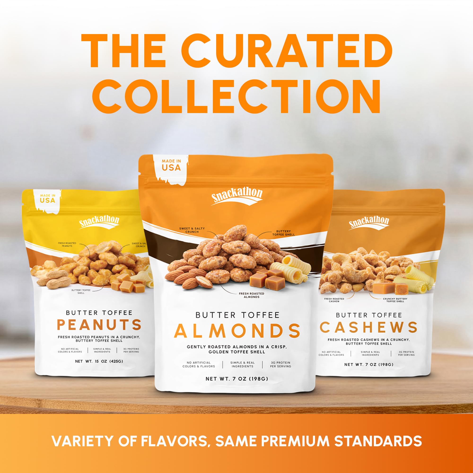Snackathon arranged flavor variety including butter, cinnamon, maple, coconut