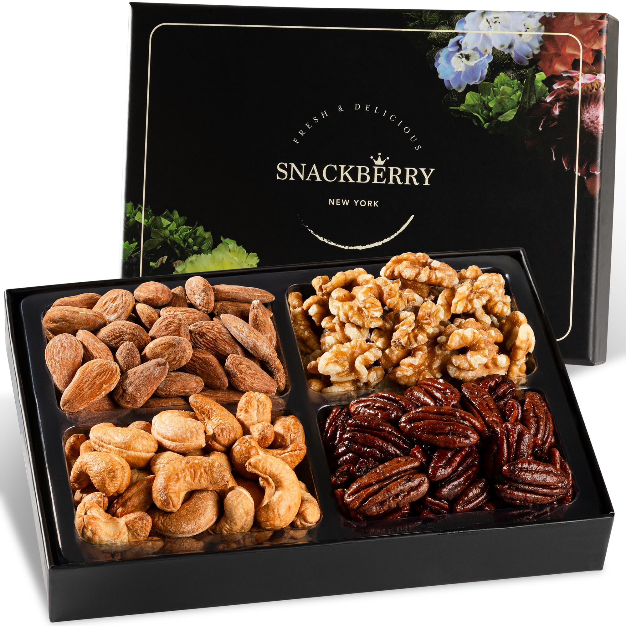 Snackberry front packaging showing elegant gift-ready box and fresh assortment