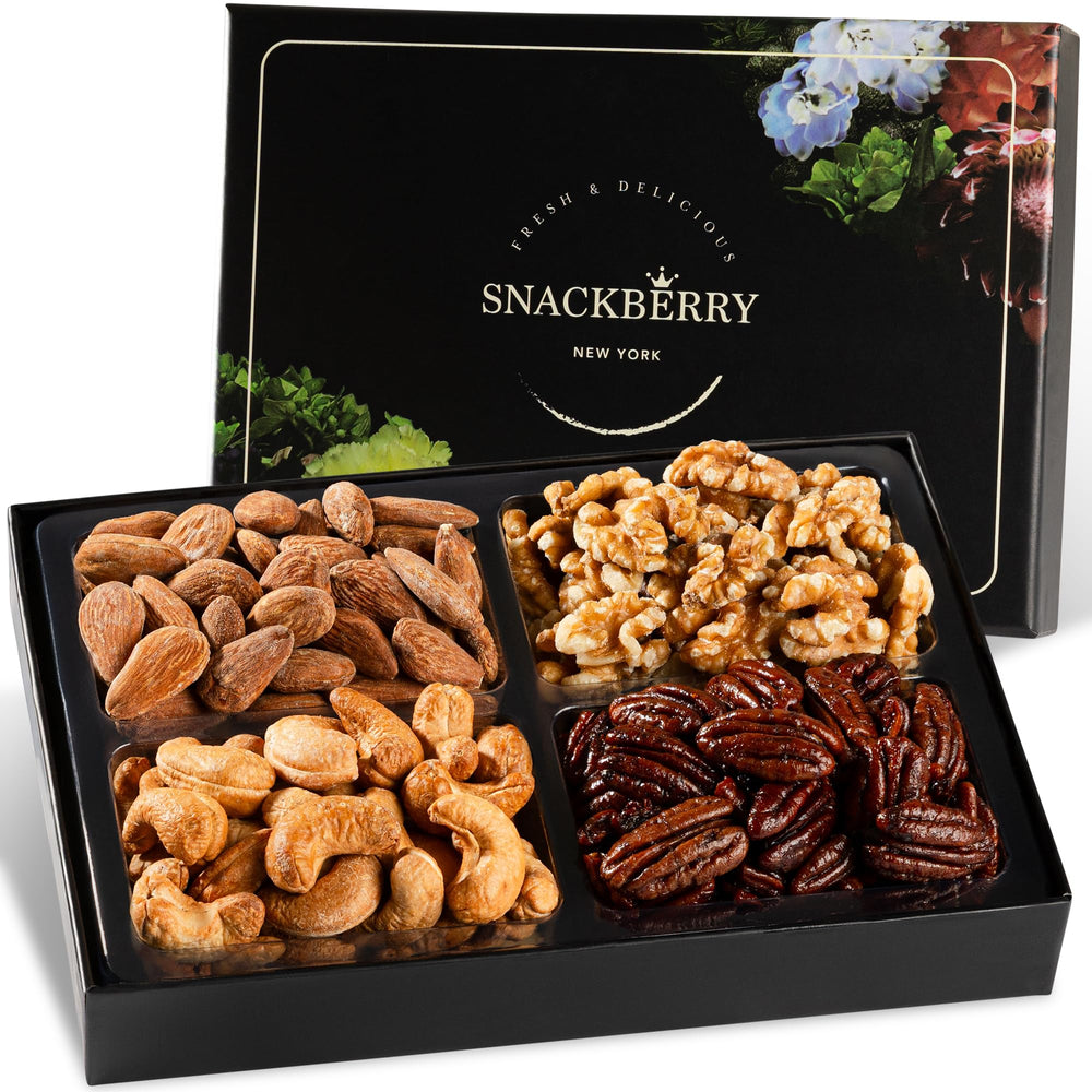 Snackberry front packaging showing elegant gift-ready box and fresh assortment