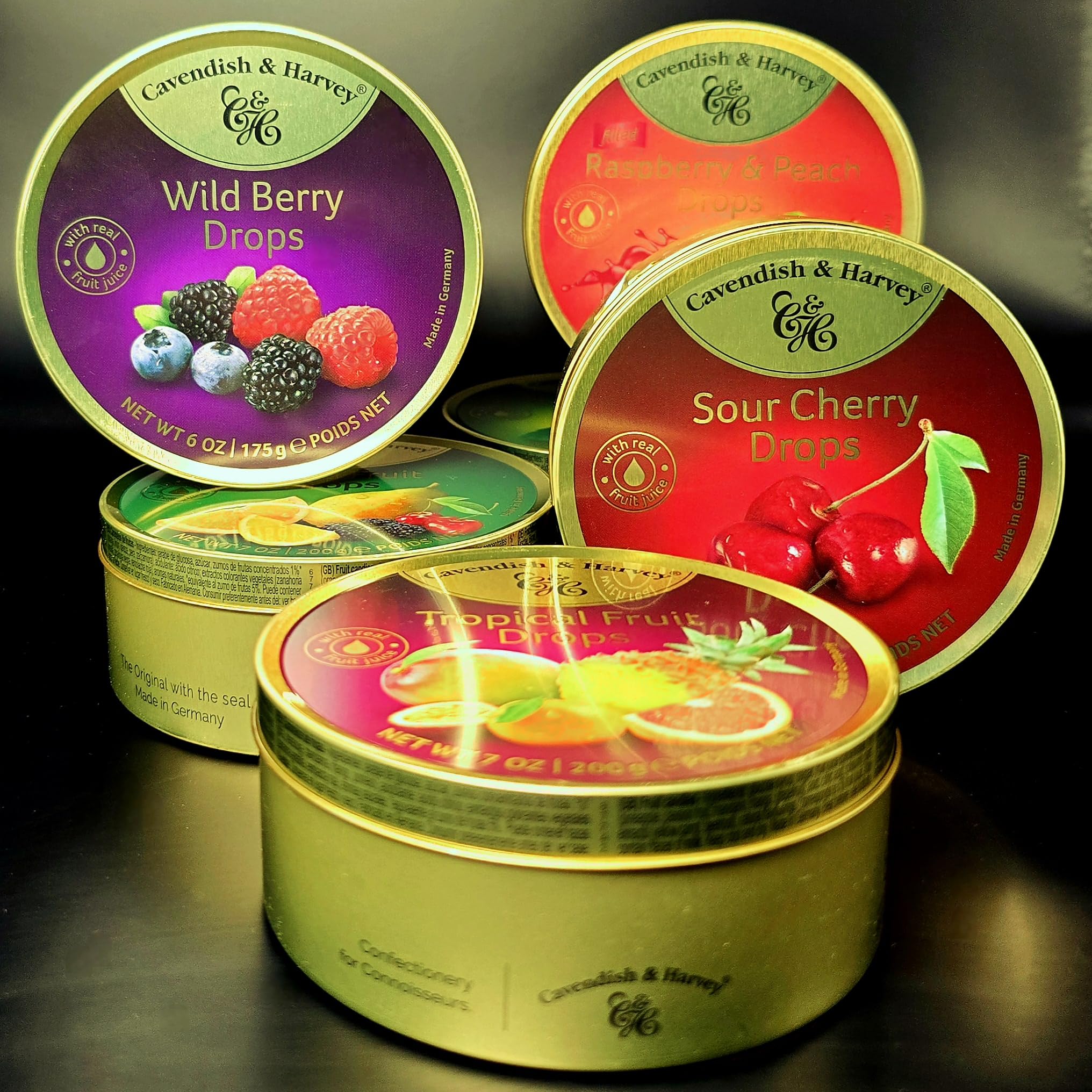 SnackWave Cavendish & Harvey tin label and ingredients view for clear product information